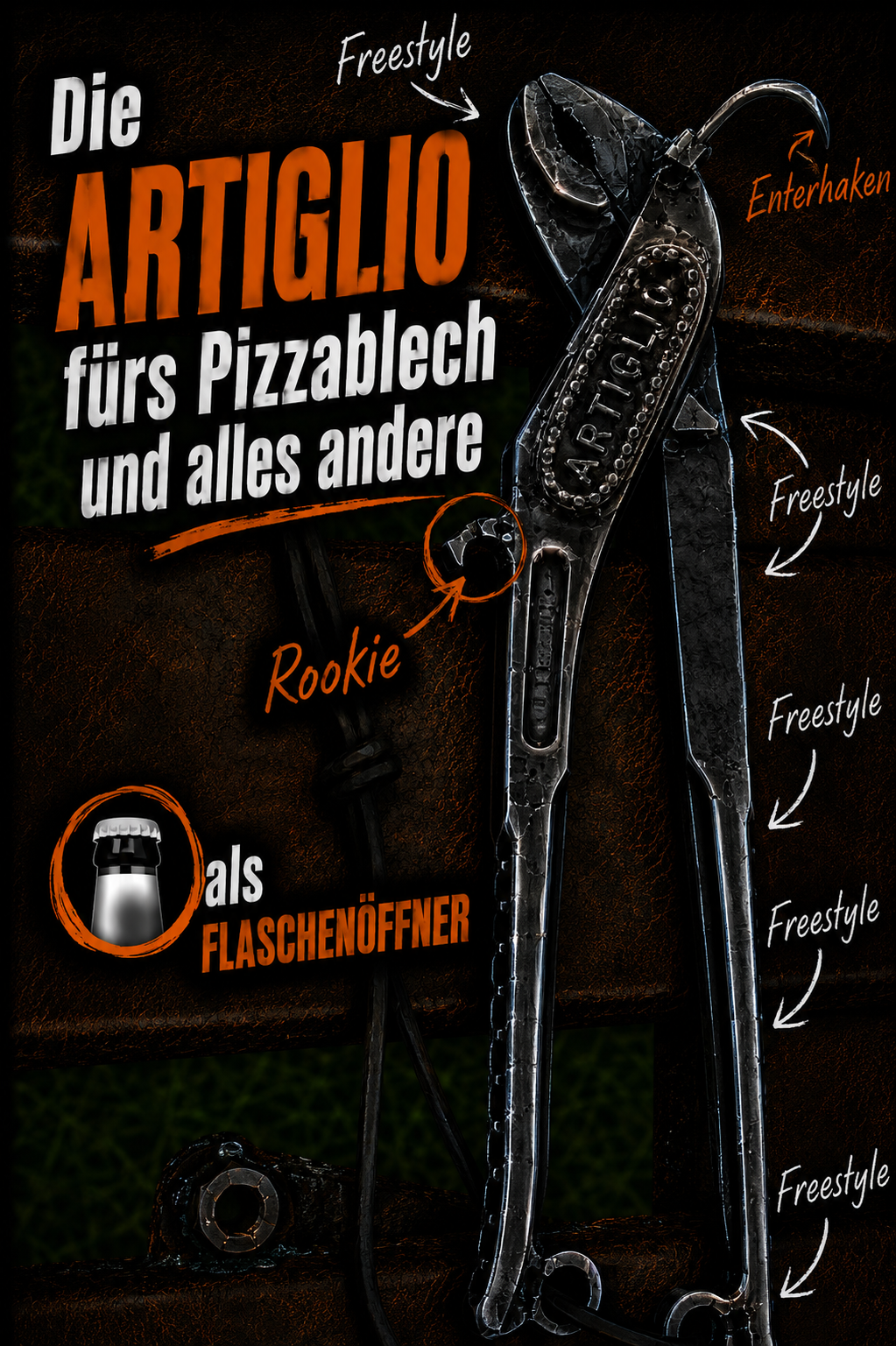 Die Artiglio fürs Pizzablech und alles andere mit beschrifteten Funktionen